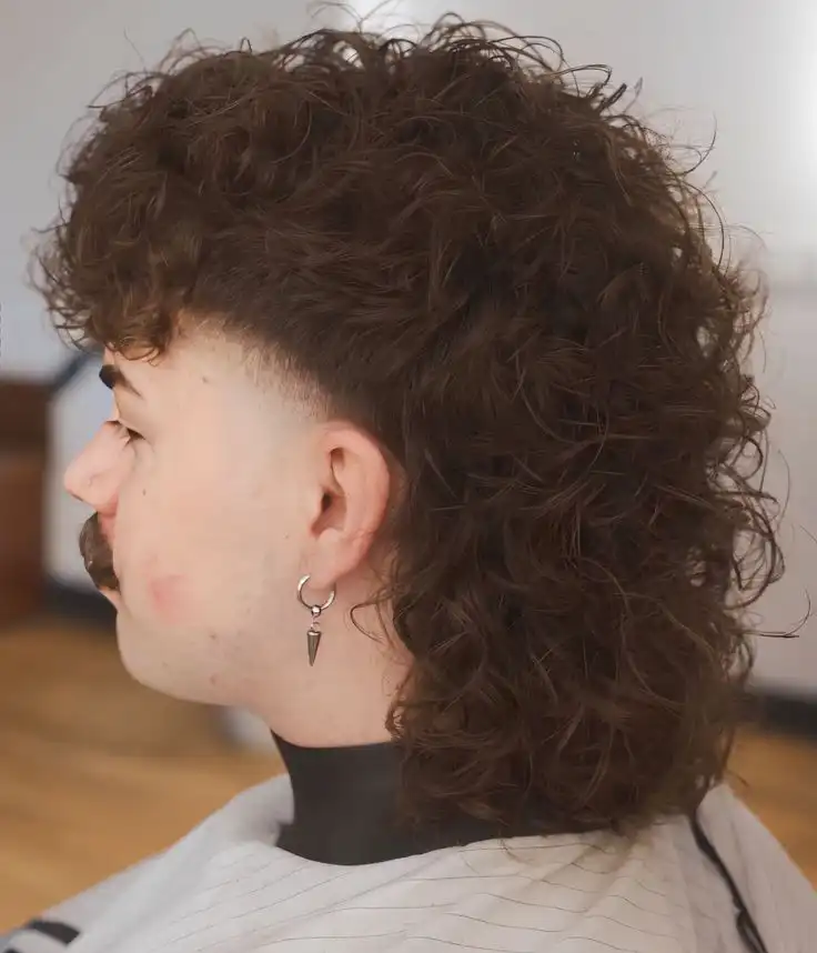 Curly Mullet With Fade